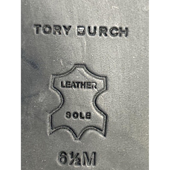 Tory Burch Eleanor Pump Women 6.5M Black Excellent Gold Logo Block Heel Leather - Picture 10 of 14